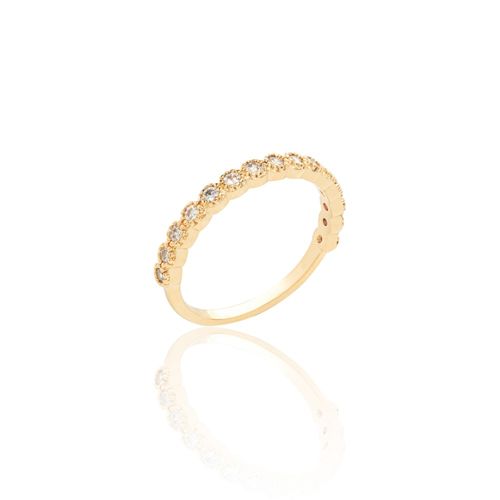 Anel Bolinhas de Zircônia Branca Banho de Ouro 18k