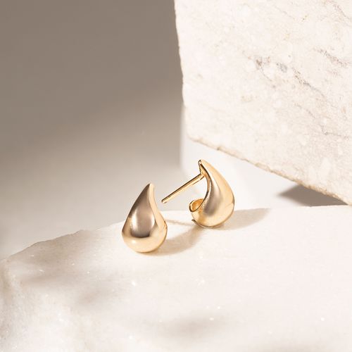 Brinco Gota em Cesto 10mm Banho de Ouro 18k