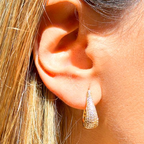 Brinco Argola Gota 10mm com Zircônia Branca - Banho de Ouro 18k