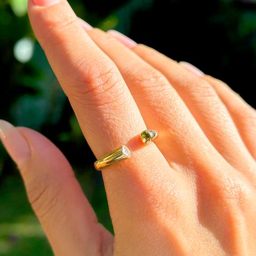 Anel Ponto de Luz Encontro com Zircônias Brancas - Banho de Ouro 18k