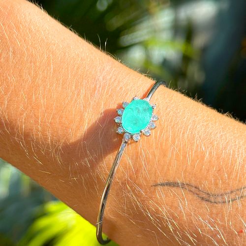 Bracelete Fusion Turmalina Oval Cravejado com Zircônias Brancas Prata 925