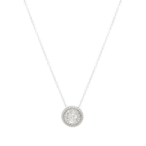 Colar Redondo Pizza Cravejado com Zircônias Brancas Prata - 45cm - Prata 925