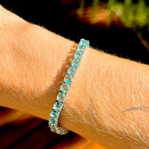 Pulseira Riviera Inteira Cristal Paraíba Redondos - Banho de Ródio Branco