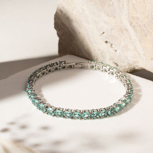 Pulseira Riviera Inteira Cristal Paraíba Redondos - Banho de Ródio Branco