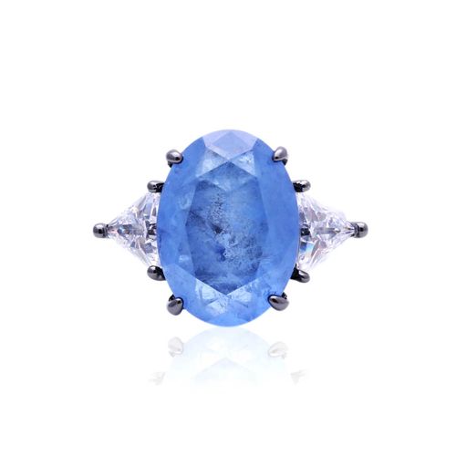 Anel zirconia branca oval gg aro15