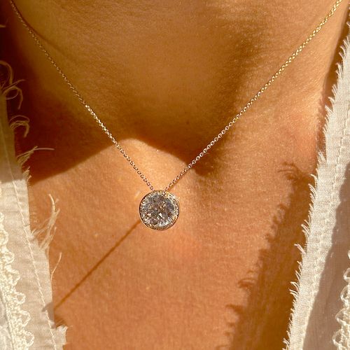 Conjunto Brinco e Colar Redondos com Zircônia Branca 8mm - 45cm - Banho de Ouro 18k