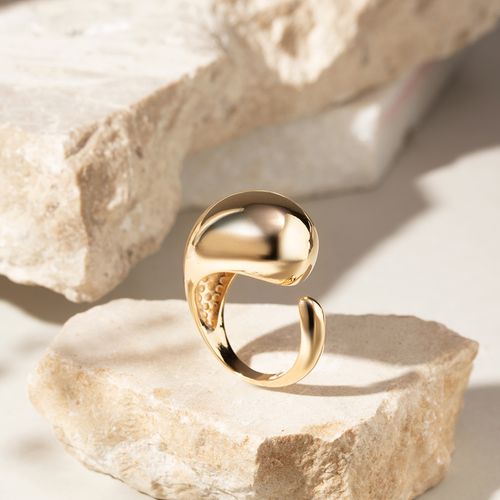 Anel Gota Maxi Liso - Banho de Ouro 18k