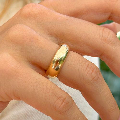 Anel Aliança Larga Lisa - Banho de Ouro 18k