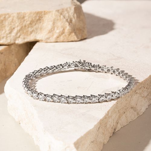 Pulseira Riviera com Zircônias Brancas 3,3 mm em Coração - 18 cm - Prata 925