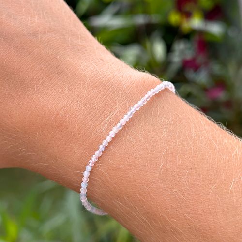 Pulseira Shambala com Morganita - Banho de Ouro 18k