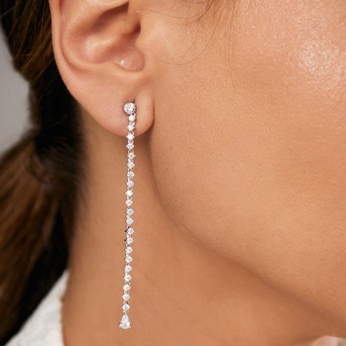 Brinco de Fio com Zircônias Brancas - Prata 925