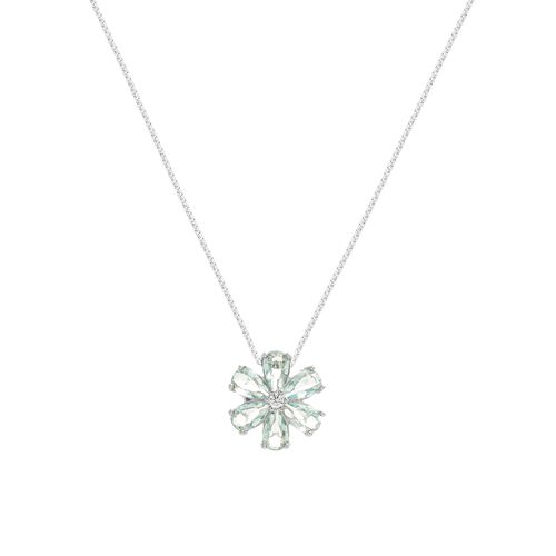 Colar Flor de Cristal Topázio Azul com Zircônias Brancas - 50cm - Prata 925