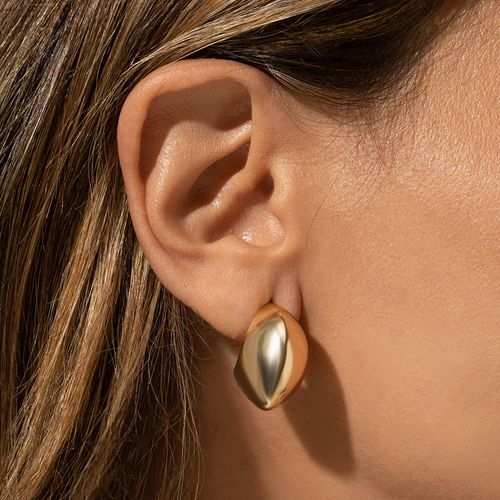 Brinco Meia Lua Liso - Banho de Ouro 18K