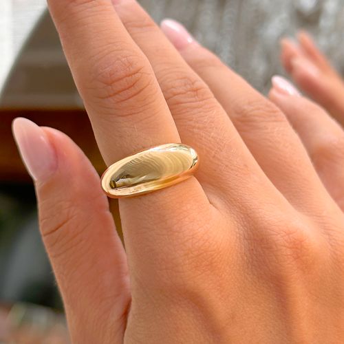 Anel Liso Abaulado 10mm - Banho de Ouro 18k