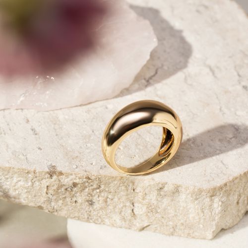 Anel Liso Abaulado 10mm - Banho de Ouro 18k