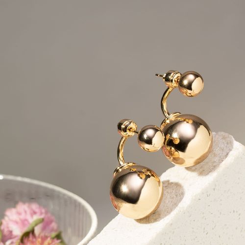 Brinco Liso Esferas Tarraxa Fixa - Banho de Ouro 18k