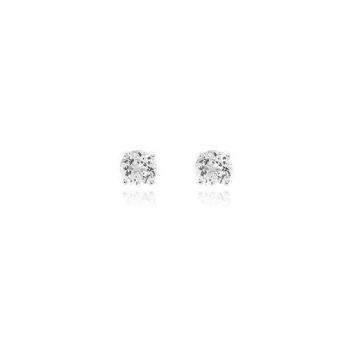 Brinco Top de Safira Incolor 5mm e 4 Garras - Prata 925