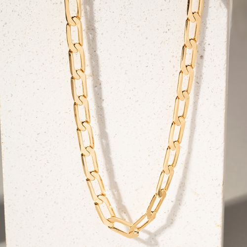 Colar Groumet Elo Longo Liso 50cm - Banho de Ouro 18k