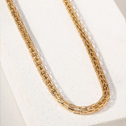 Colar Corrente Malha Tubular Liso 62cm - Banho de Ouro 18k