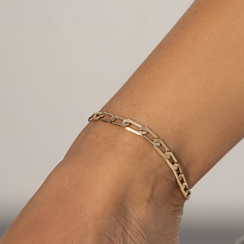 Tornozeleira Groumet Elo Longo Liso 25cm - Banho de Ouro 18k