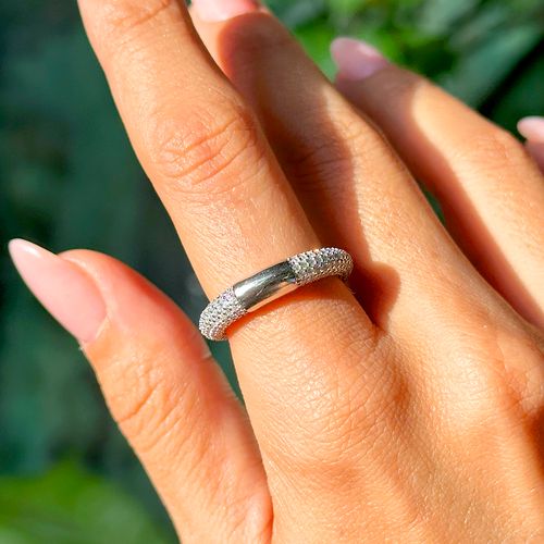 Anel Aliança Toda Cravejada de Zircônias Brancas - Prata 925