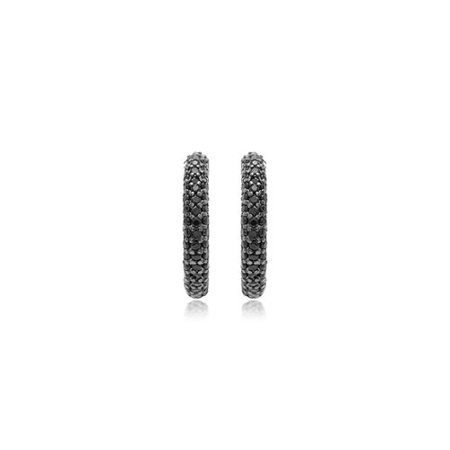 Piercing 16mm Todo Cravejado de Zircônias Negras - Prata 925