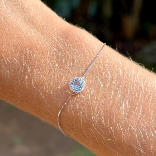 PULSEIRA CRISTAL LONDON BLUE ZIRCONIA BRANCA SOL
