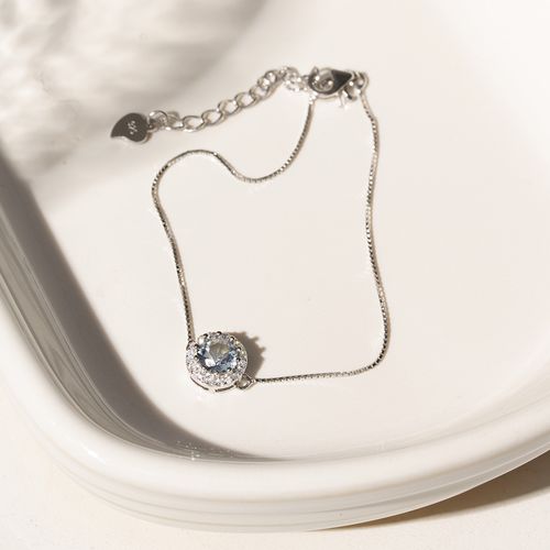PULSEIRA CRISTAL LONDON BLUE ZIRCONIA BRANCA SOL