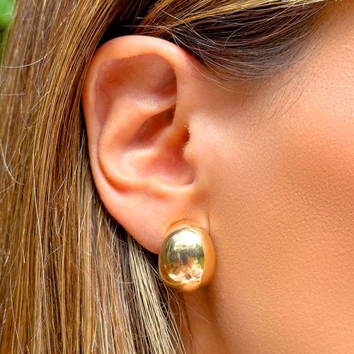 Brinco Liso Meia Lua - Banho de Ouro 18k
