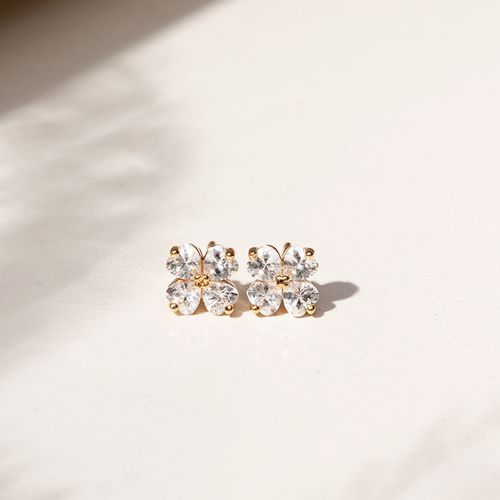 Kit com 2 Pares de Brincos de Cristal Podange e Zircônias Brancas - Banho de Ouro 18k