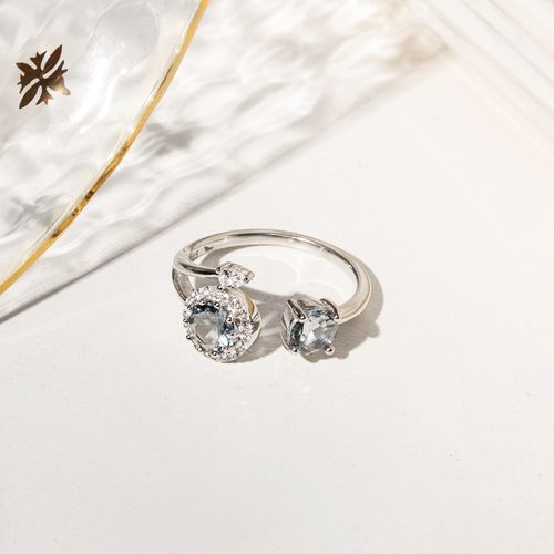 ANEL CRISTAL LONDON BLUE ZIRCONIA BRANCA SOL ABERTO