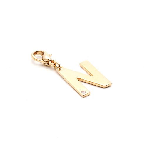 PINGENTE ZIRCONIA BRANCA LETRA N