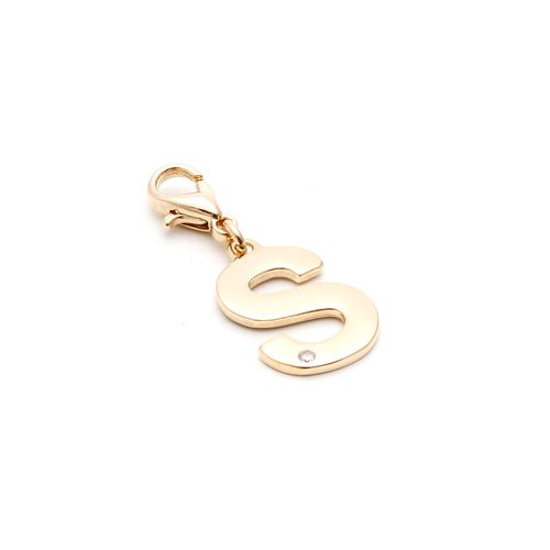 PINGENTE ZIRCONIA BRANCA LETRA S