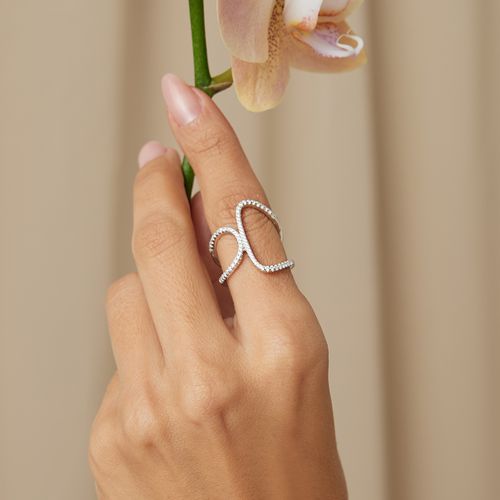 Anel Arabesco com Zircônias Brancas - Prata 925