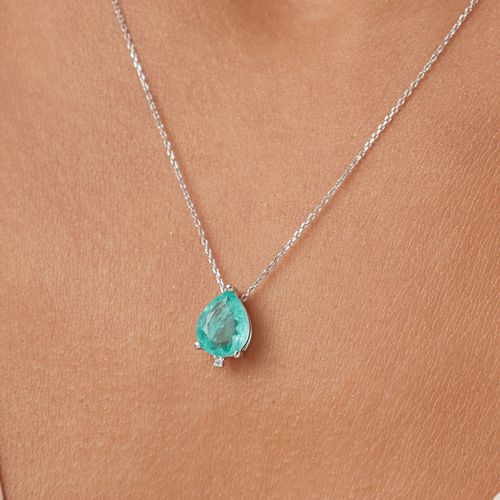 Colar Gota de Fusion Turmalina 45cm - Prata 925
