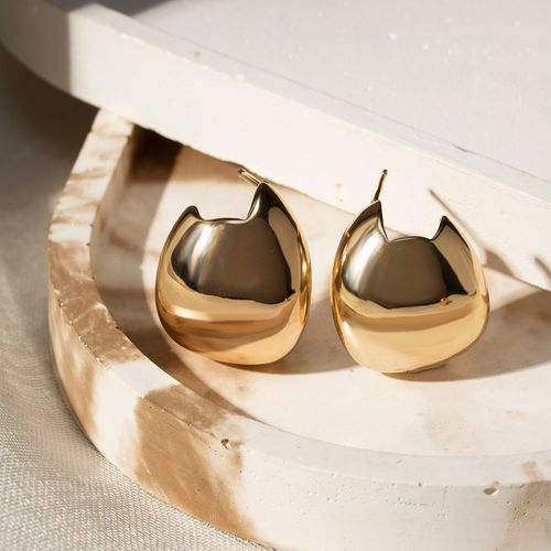 Brinco Orgânico Liso - Banho de Ouro 18k