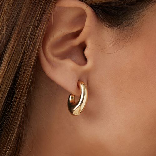 Brinco Virgula Liso - Banho de Ouro 18k