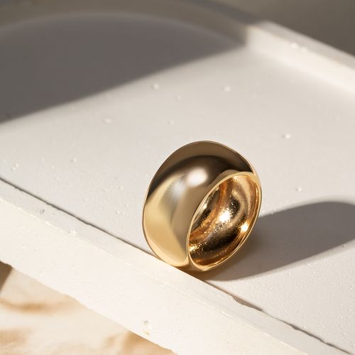 Anel Liso Largo 10mm - Banho de Ouro 18k