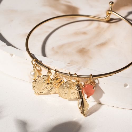 Bracelete Patuá de Fusion Podange e Pérola Coreana - Banho de Ouro 18k
