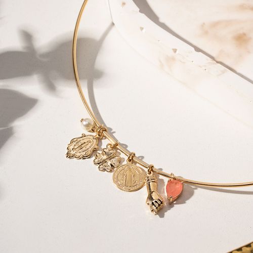 Gargantilha Patuá de Fusion Podange e Pérola Coreana - Banho de Ouro 18k