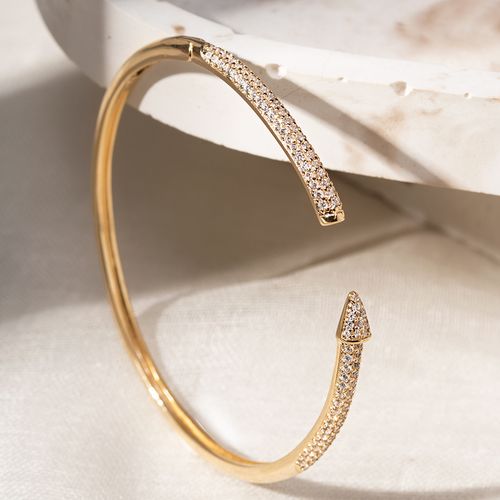 Bracelete Spike com Zircônias Brancas - Banho de Ouro 18k