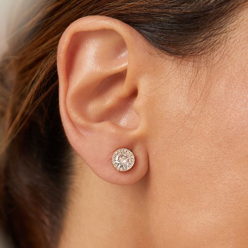 Conjunto Colar 45cm, Brinco e Anel Ponto de Luz com Zircônias Brancas - Banho de Ouro 18k