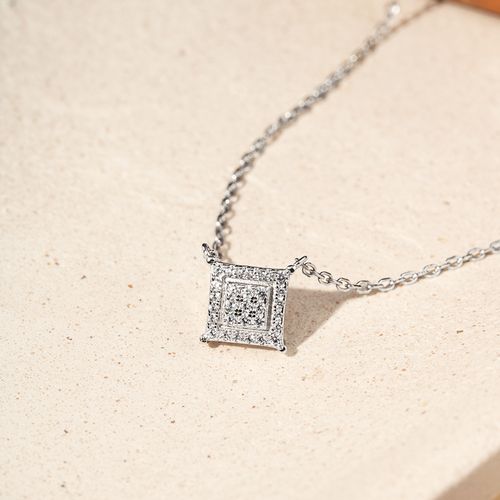 Colar Quadrado com Zircônias Brancas 45cm - Prata 925