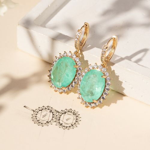 Brinco Earbling Oval de Fusion Turmalina e Zircônias Brancas - Banho de Ouro 18k