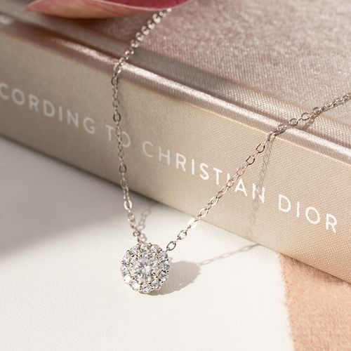 Colar Moissanite Lapidação Brilhante 5mm 0,4CT/50 Pontos e Zircônias Brancas D - VVS1 50cm - Prata 925