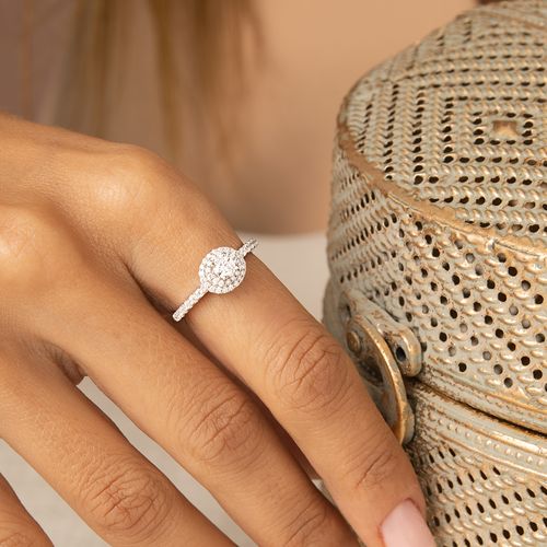 Anel Solitário Moissanite Lapidação Brilhante 4mm 0,3CT/25 Pontos D - VVS1 - Prata 925