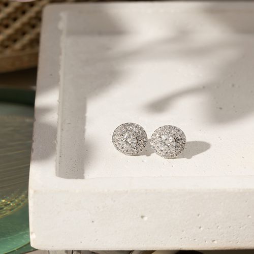 Brinco Moissanite Lapidação Brilhante 4mm 0,3CT/25 Pontos D - VVS1 - Prata 925