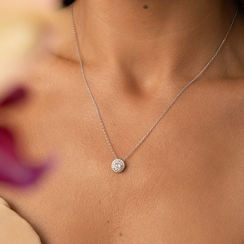 Colar Moissanite Lapidação Brilhante 4mm 0,3CT/25 Pontos e Zircônias Brancas D - VVS1 50cm - Prata 925