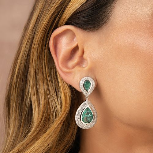 Brinco Gotas de Fusion Turmalina Light e Zircônias Brancas - Prata 925