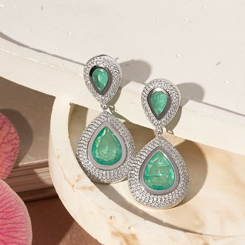 Brinco Gotas de Fusion Turmalina Light e Zircônias Brancas - Prata 925